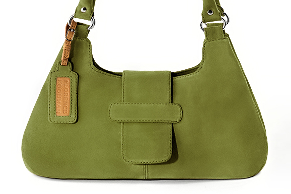 Pistachio green matching hnee-high boots and bag. Wiew of bag - Florence KOOIJMAN